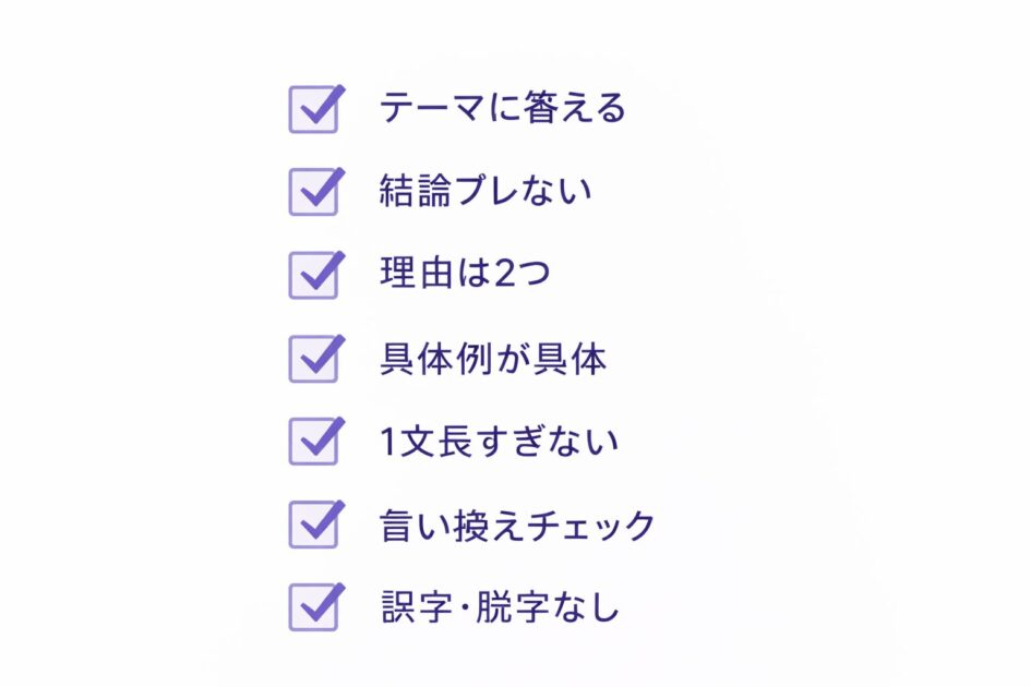 小論文の提出前に確認するチェック項目をまとめたチェックリスト図