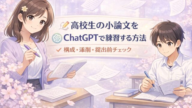高校生がChatGPTを活用しながら小論文の構成や添削を学ぶ記事のアイキャッチ画像