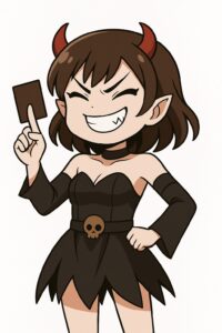 裏もこあい先生 キャラクターイラスト 角が特徴のチビキャラ