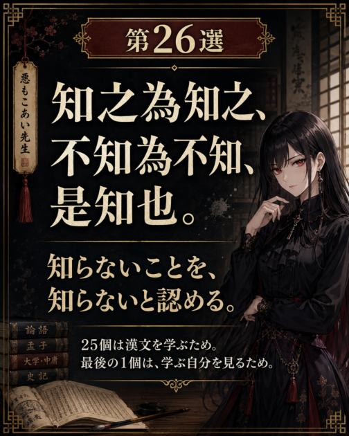 「知之為知之、不知為不知、是知也」と知らないことを認める大切さを伝える悪もこあい先生