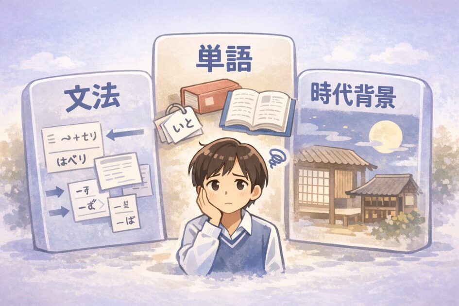 å€å
žãé£ããçç±ãææ³ã»åèªã»æä»£èæ¯ã®3ã€ã®å£ã§ç€ºããå³