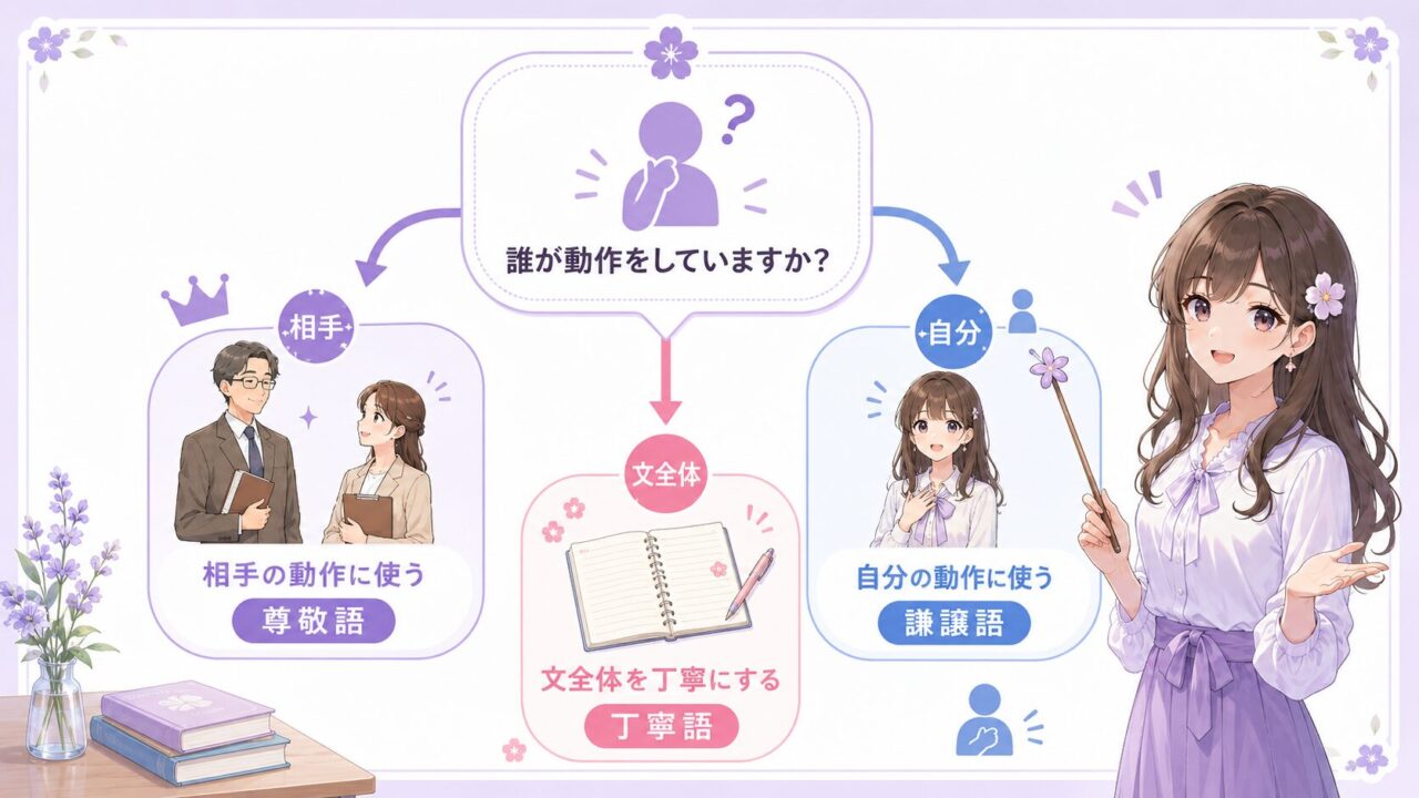 尊敬語・謙譲語・丁寧語の違いとは？見分け方を例文つきでわかりやすく解説｜もこあい先生のAI日記