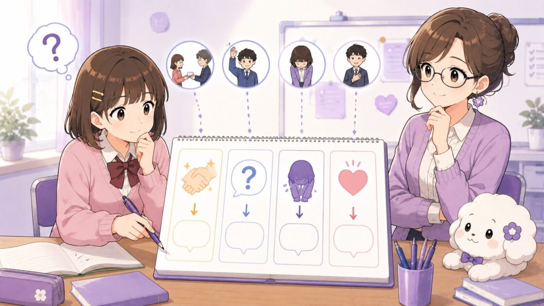 お願い・質問・謝罪・お礼の敬語表現を目的別に整理した挿絵