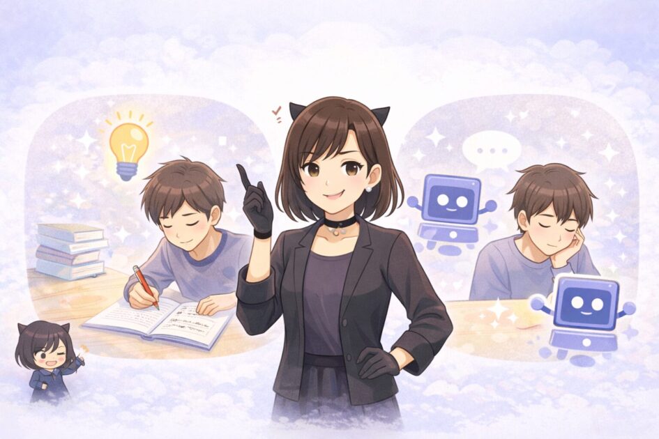 AIの良い使い方と危ない使い方を見分けるイメージの図