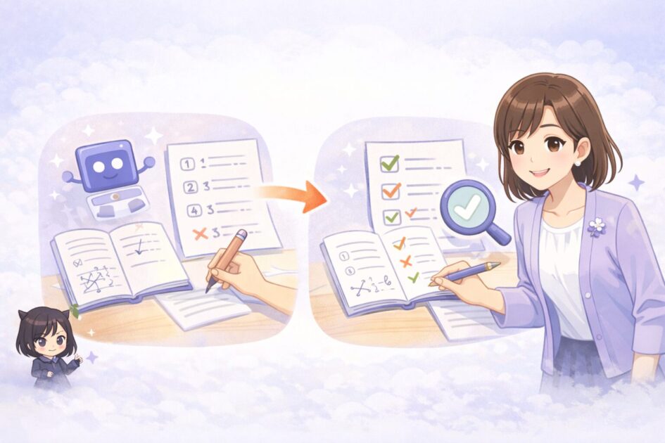 AIで練習問題を増やす流れを示した挿絵