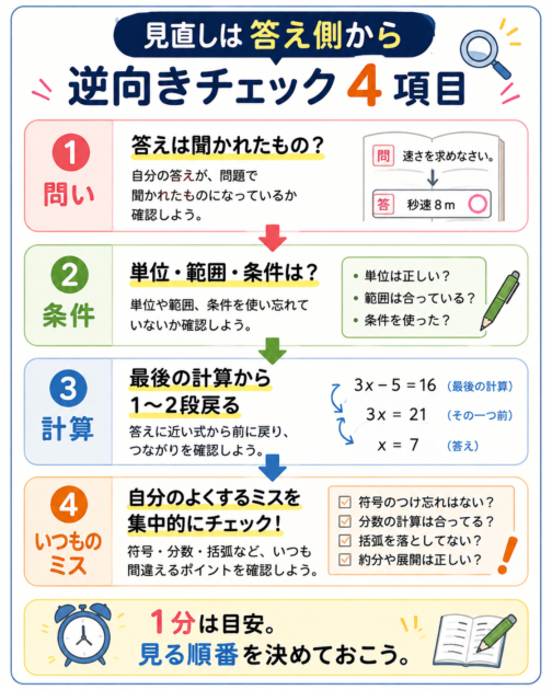 数学の見直しを答え側から行う逆向きチェック4項目