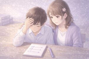 落ち込む健太にもこあい先生が作業の型で寄り添う場面