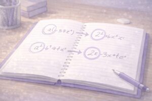 展開で誤りが起きる典型例を示すノートのイメージ