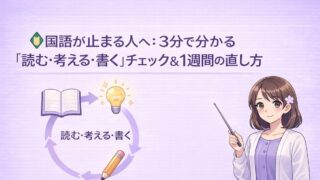 国語が止まる人向けに読む・考える・書くの循環と3分チェックを示すアイキャッチ
