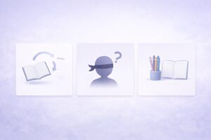 読み返しループと真っ暗テストとノート飾り職人の3つの罠を示す図