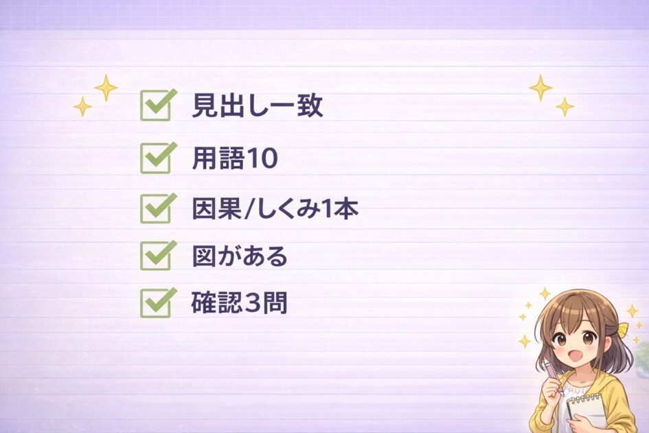 まとめノートがテストで使えるかを1分で確認する5項目チェックリスト