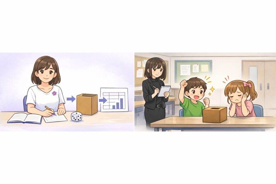 くじ引きの当たりやすさを記録と表で見える化する学習アイキャッチ