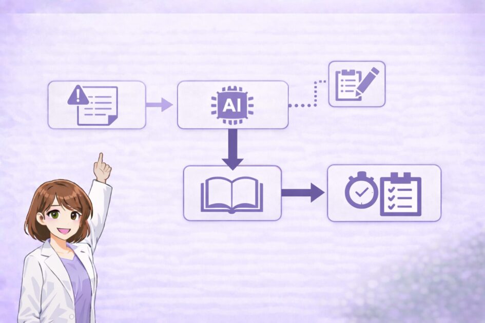 授業ルール優先でAIを補助に使う流れをもこあい先生が示す図