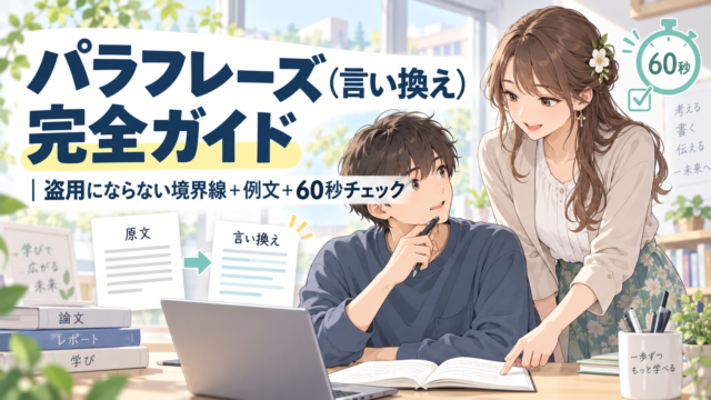 パラフレーズの考え方と60秒チェックを学ぶ大学レポート向けアイキャッチ画像