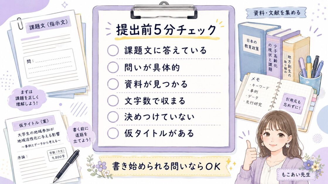 大学レポートのテーマ決めができたかを確認する提出前5分チェックリスト
