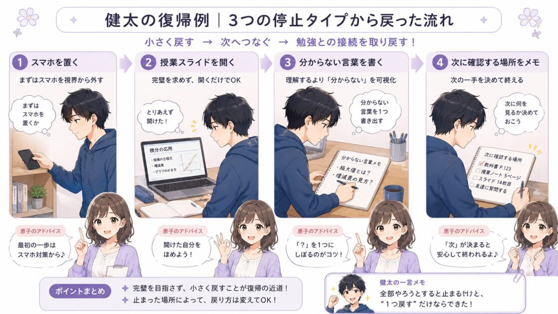健太がスマホ対策から始めて勉強へ戻る4ステップの実践例