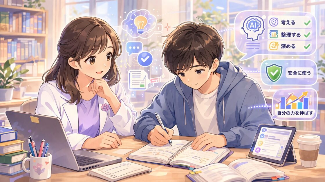 AIを勉強の補助として安全に使う入口が分かる挿絵