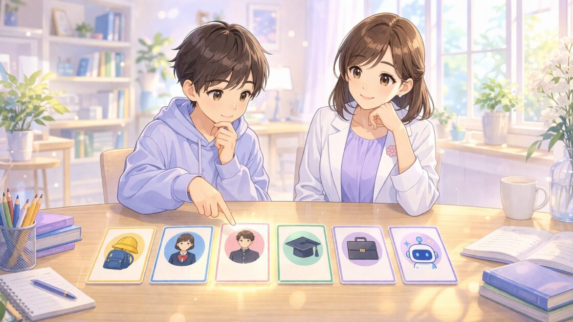 今の自分に近い入口をひとつ選べばよいことを示すブログ案内の挿絵