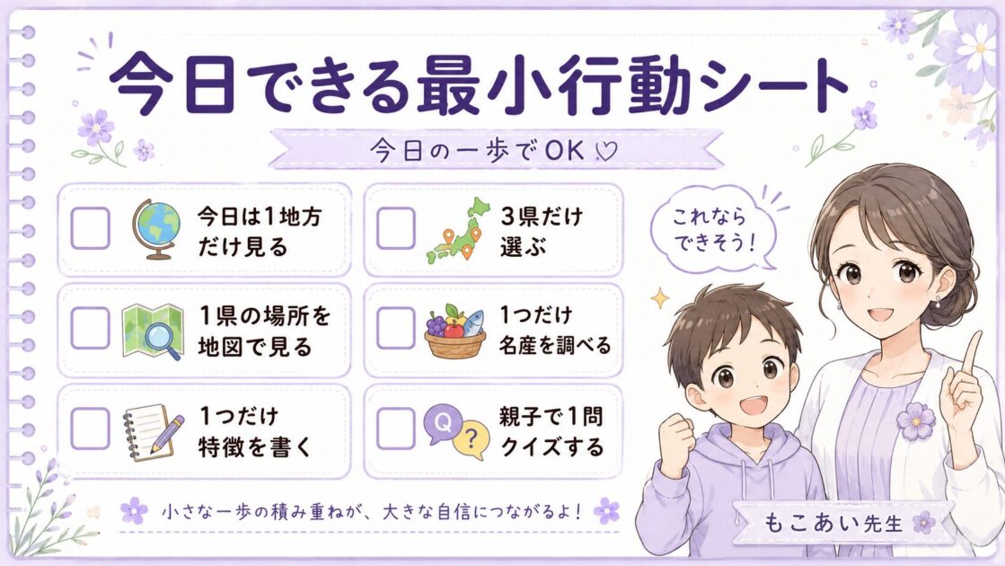 都道府県学習で今日やる最小行動を1つ選べるチェックシート