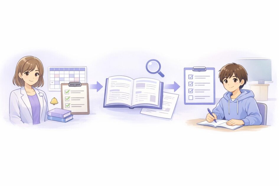 大学の履修登録で最初に押さえたい必修確認とシラバス確認と初回授業チェックの3つを整理した図