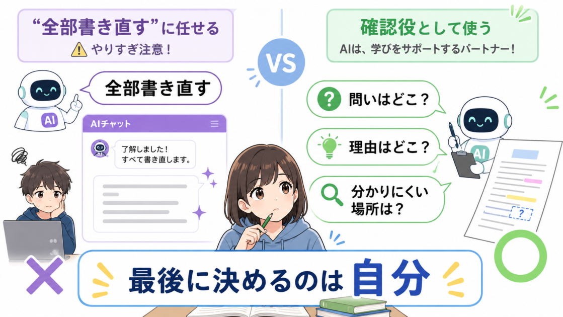 生成AIに全文を書き直させるのではなく問題箇所の確認役として使う比較図