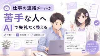 仕事の連絡メールをAIで失礼なく整える方法を示すアイキャッチ