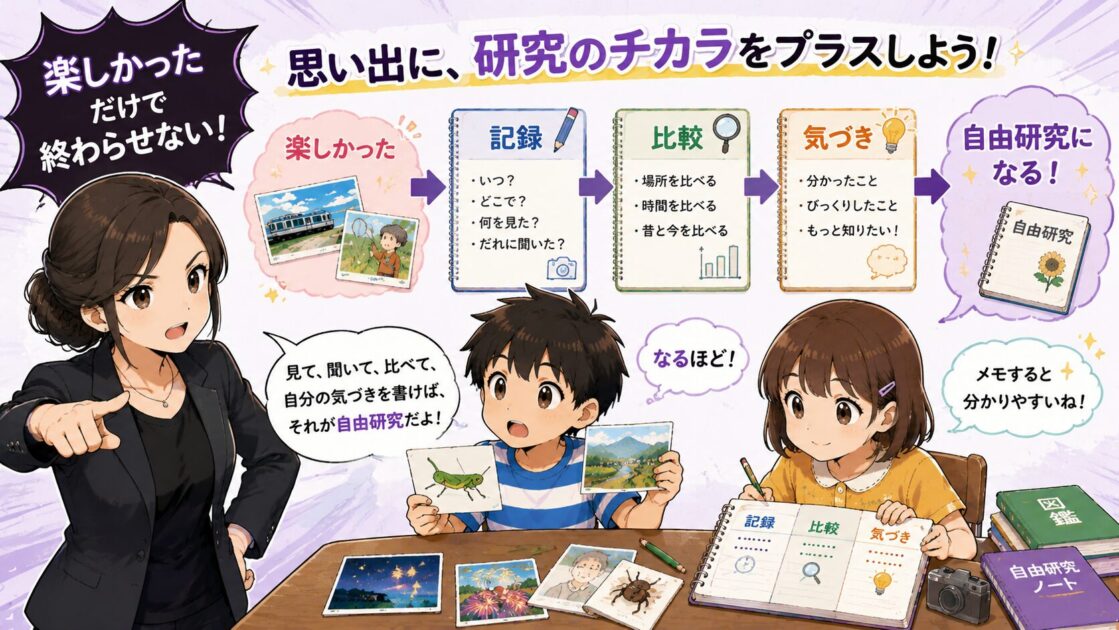 悪もこあい先生が楽しかっただけで終わらせず記録と比較を入れるよう伝える場面