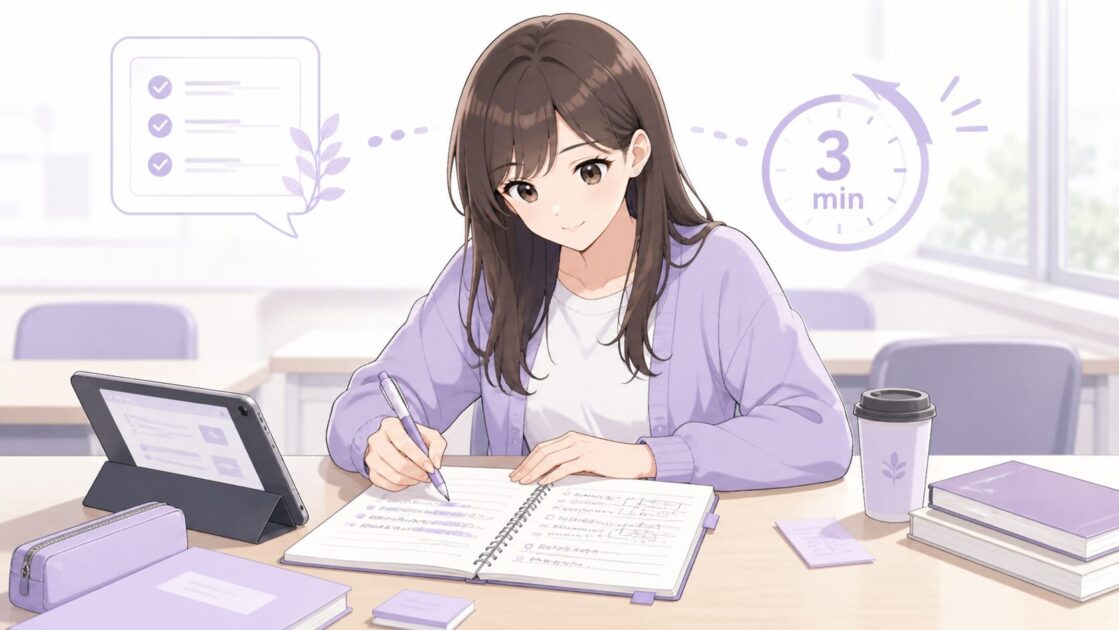 大学の授業ノートとLMS資料と課題情報をつなげる流れを示す図