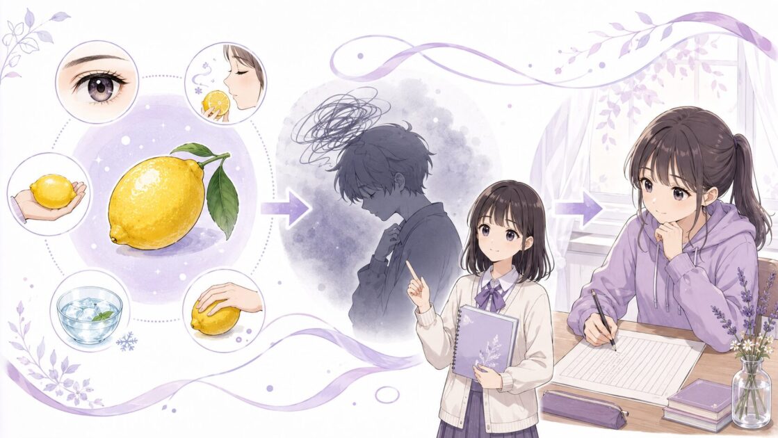『檸檬』を五感メモから主人公の心と自分の経験へつなげる3ステップ図