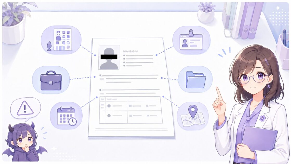 AIに入力すると個人が特定される可能性がある氏名以外の情報を示す図