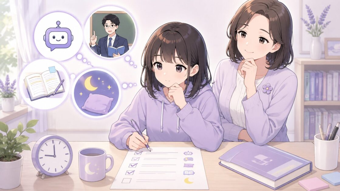 家庭教師を急がず、AI・先生・教材整理などを先に試してよいケースを整理したチェック図