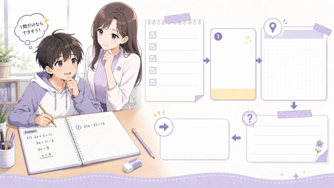 中学数学で1問だけ選び止まった場所と原因を確認する今日できる最小行動シート