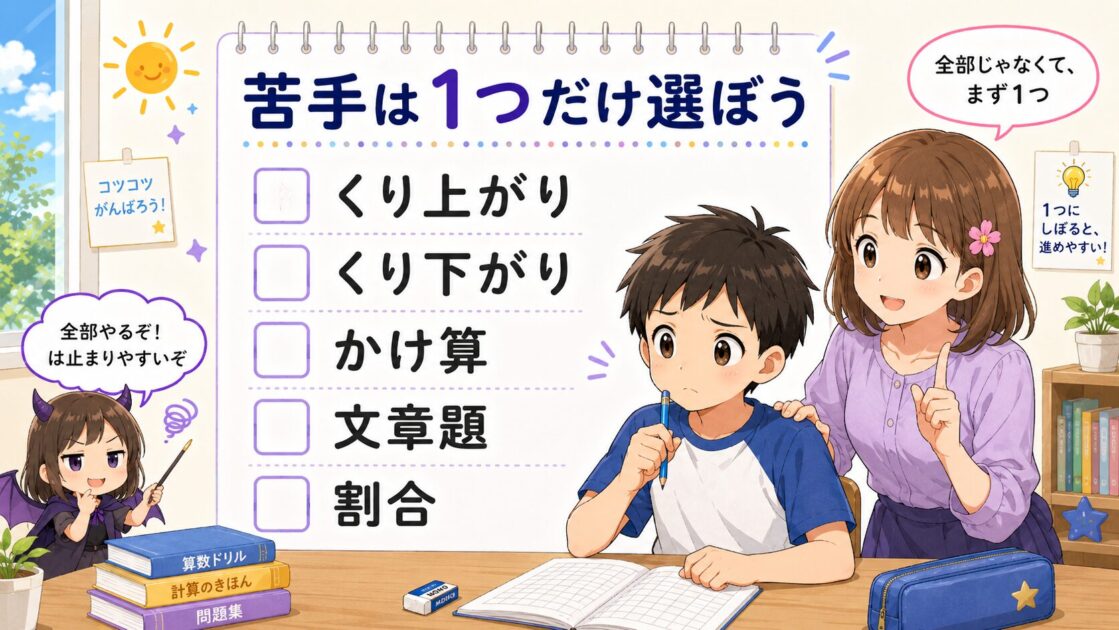 夏休みに直したい苦手を1つだけ選ぶチェックシート