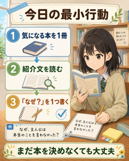 読書感想文の本選びで、紹介文を1冊読み「なぜ？」を一つ書く最小行動