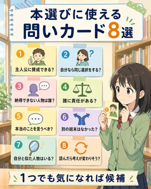 読書感想文の本選びに使える8つの問いカード