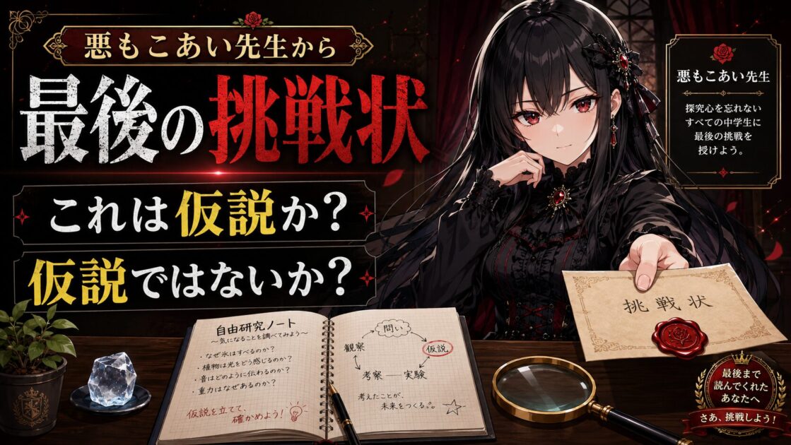 悪もこあい先生が仮説か仮説ではないかを問う最後の挑戦状