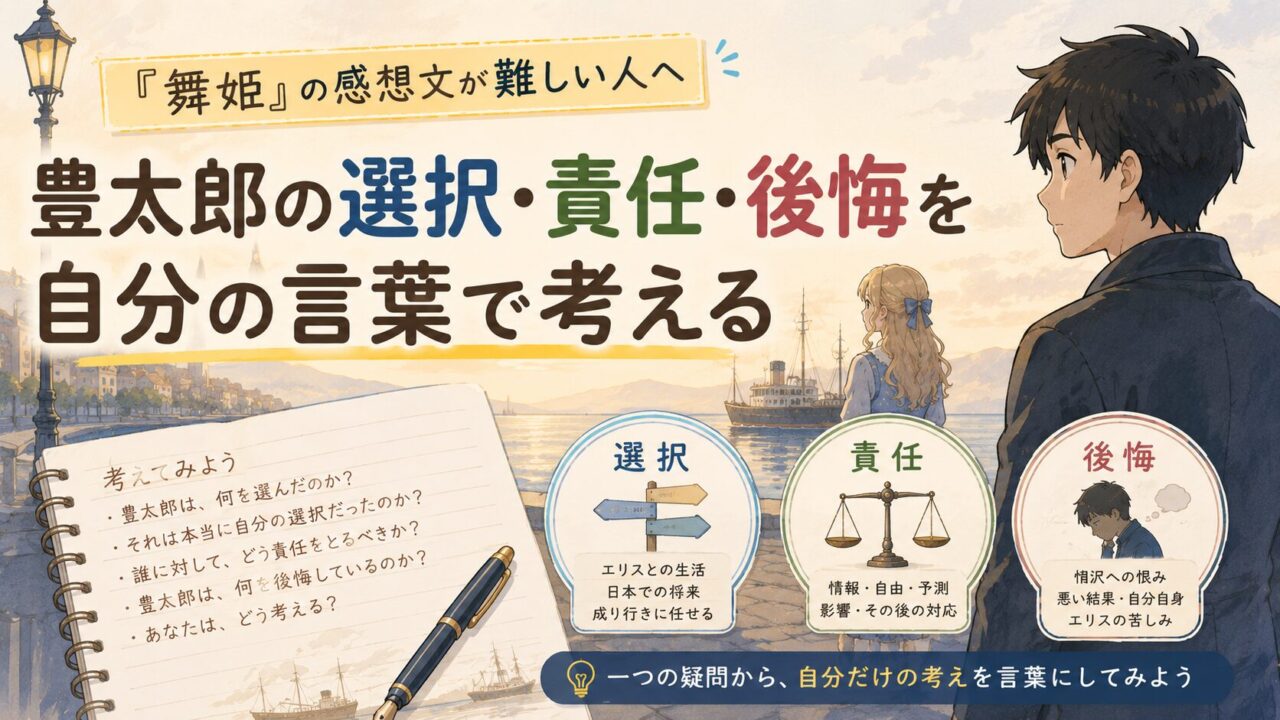 『舞姫』の感想文について、豊太郎の選択・責任・後悔を自分の言葉で考える記事のアイキャッチ画像