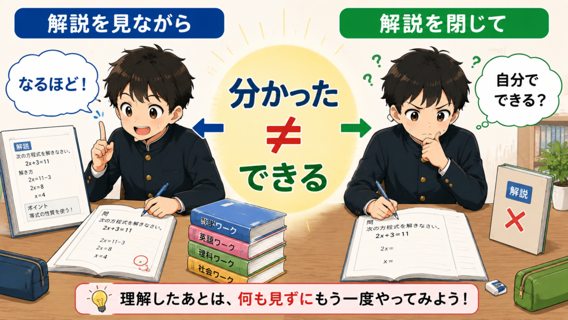 解説を見て分かる状態と解説なしで自分で解ける状態の違い