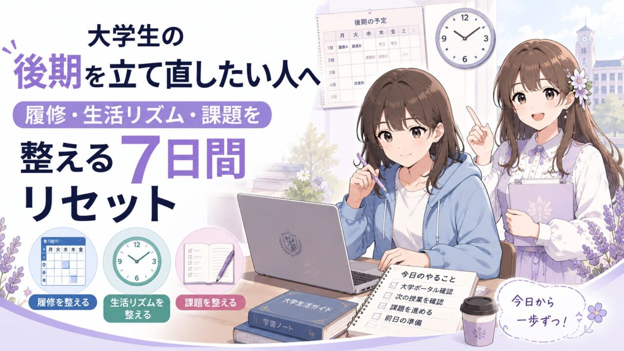 大学生が履修・生活リズム・課題を整えて後期を立て直す7日間リセット