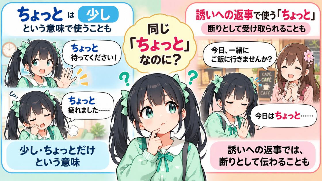 同じ「ちょっと」でも使い方が違うことに気づくもこコトネ