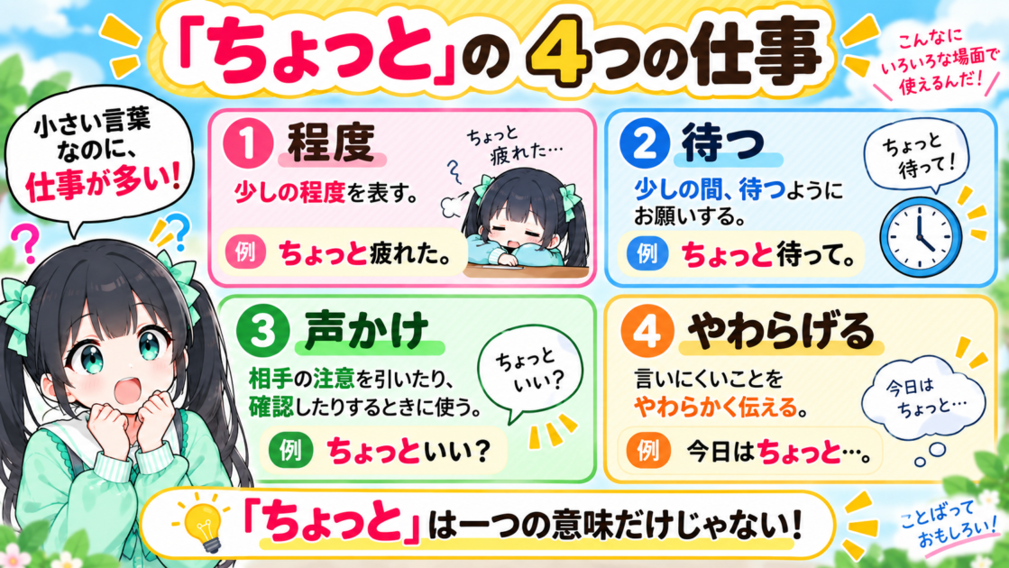 「ちょっと」のいろいろな使い方をまとめた図解