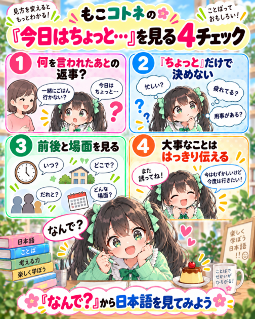 「今日はちょっと…」の意味を考える4つのチェックをまとめた保存用図解