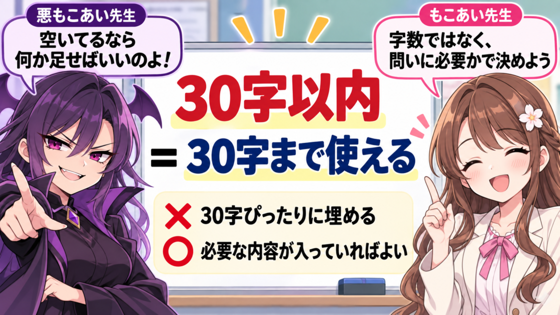 30字以内は30字ぴったりに埋める必要がないことを示した図