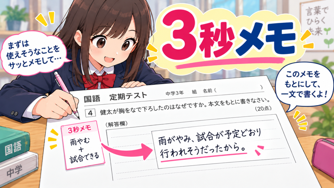 答案を書く前に雨やむと試合できるの二つだけを余白にメモする方法