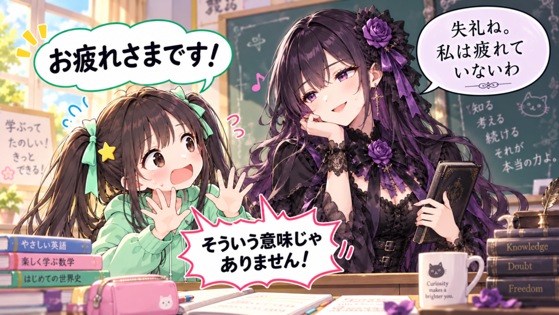 「お疲れさまです」と言われて「私は疲れていないわ」と返す悪もこあい先生
