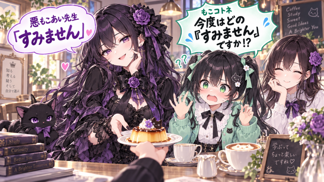 悪もこあい先生の「すみません」に「今度はどのすみません?」と混乱するもこコトネ