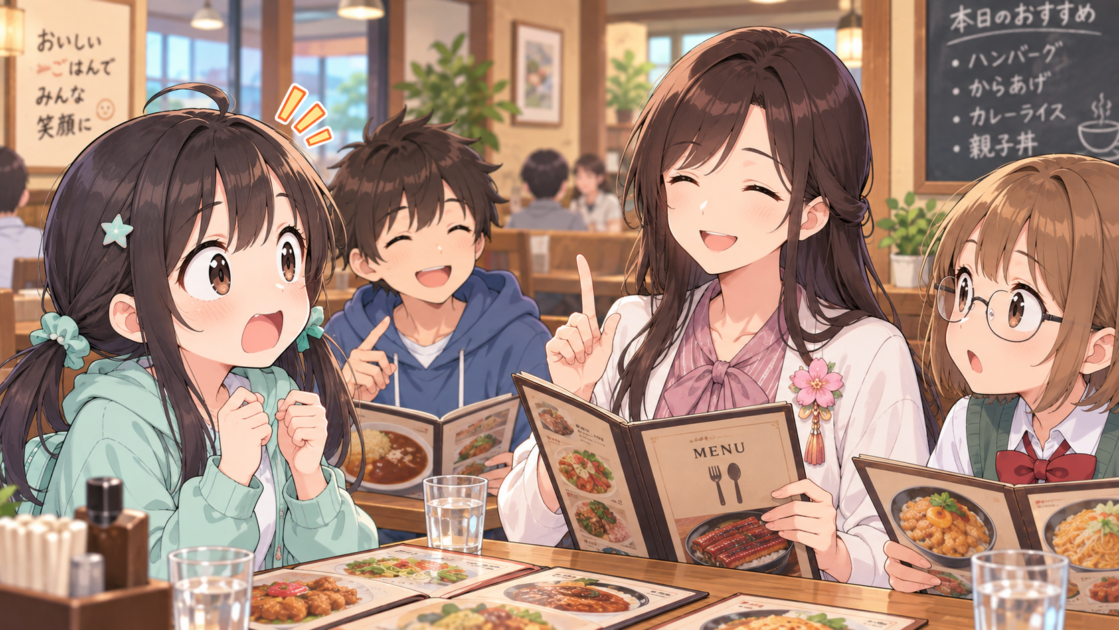 「私はうなぎです」と言うもこあい先生に驚くもこコトネ