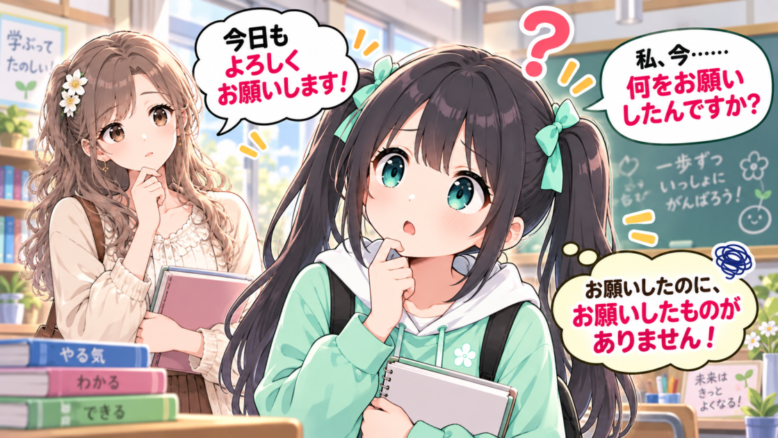 「よろしくお願いします」と言ったあと何をお願いしたのか疑問に思うもこコトネ