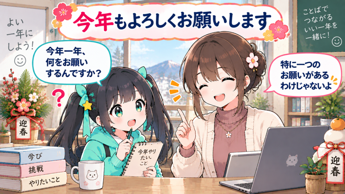 「今年もよろしくお願いします」に具体的なお願いがあるのか疑問を持つもこコトネ