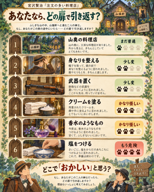 注文の段階ごとにどこで引き返すかを考える気づきメーター図解